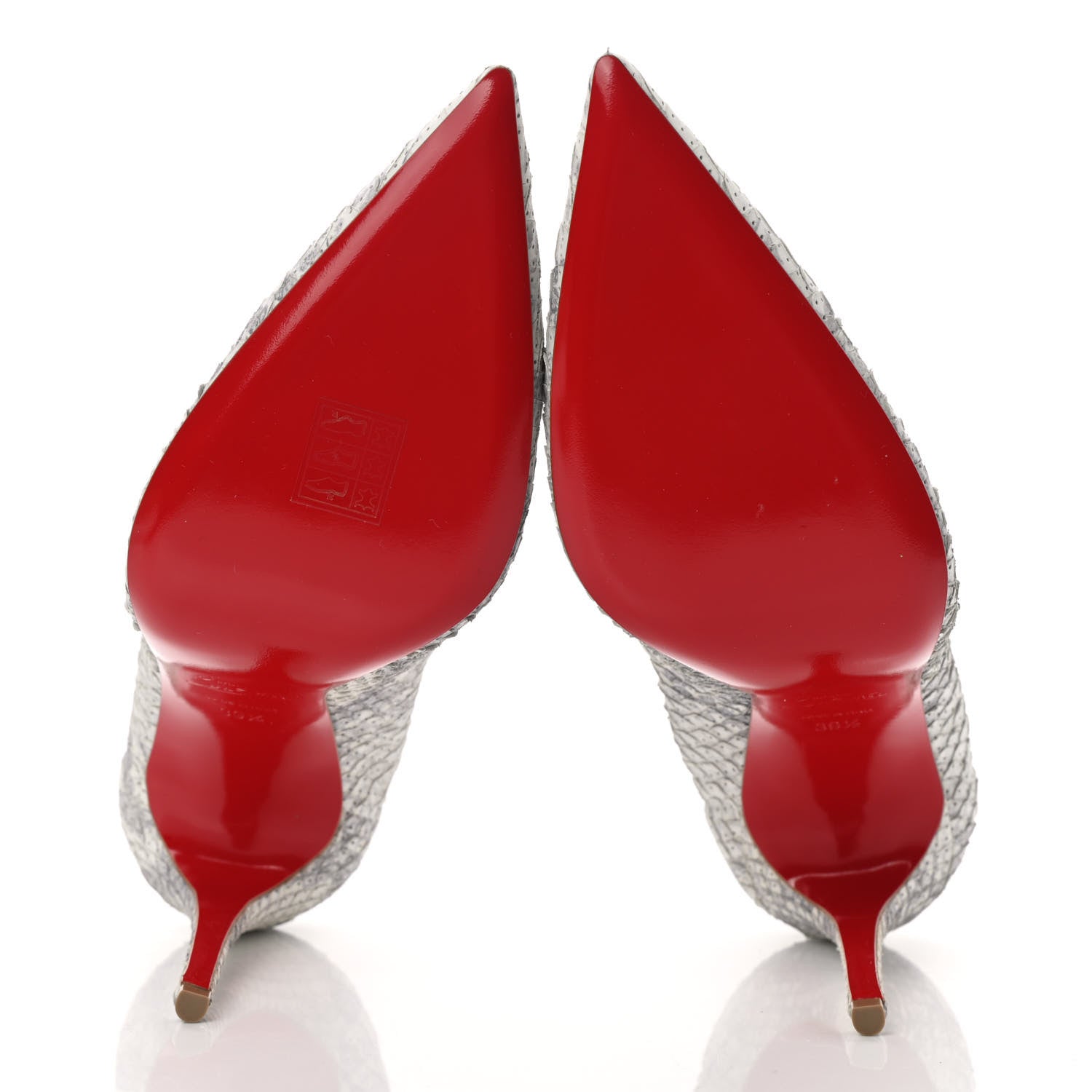 Christian Louboutin Perforated Python Kate 100 Pumps 39.5 Roccia White 5 of 11