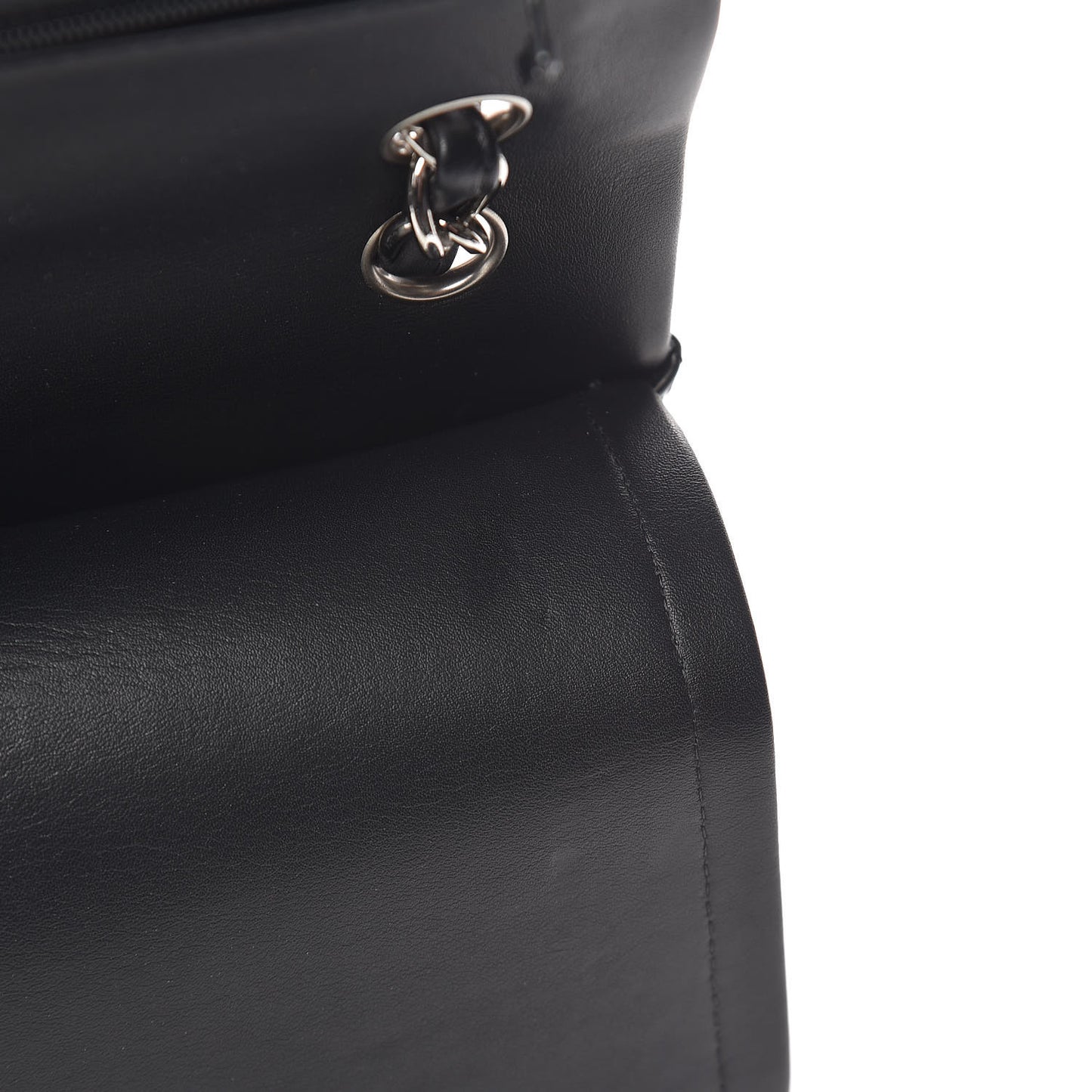 Striated Patent Quilted Jumbo Double Flap Black