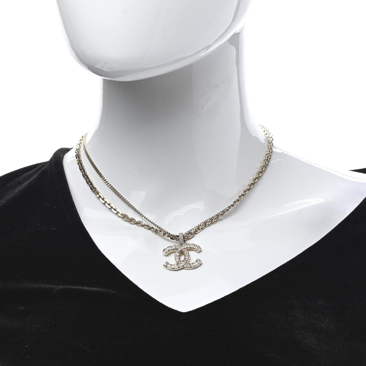 Crystal CC Multi Strand Chain Necklace Gold