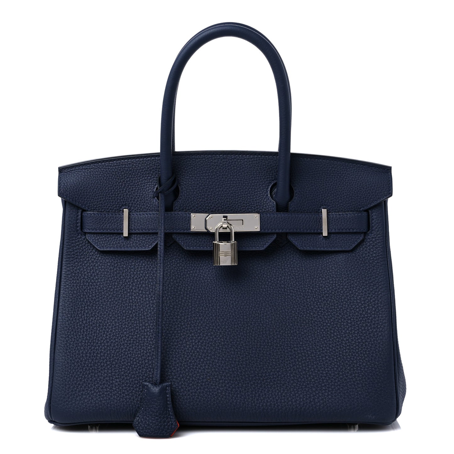 Togo Birkin Verso 30 Bleu Nuit Orange Poppy