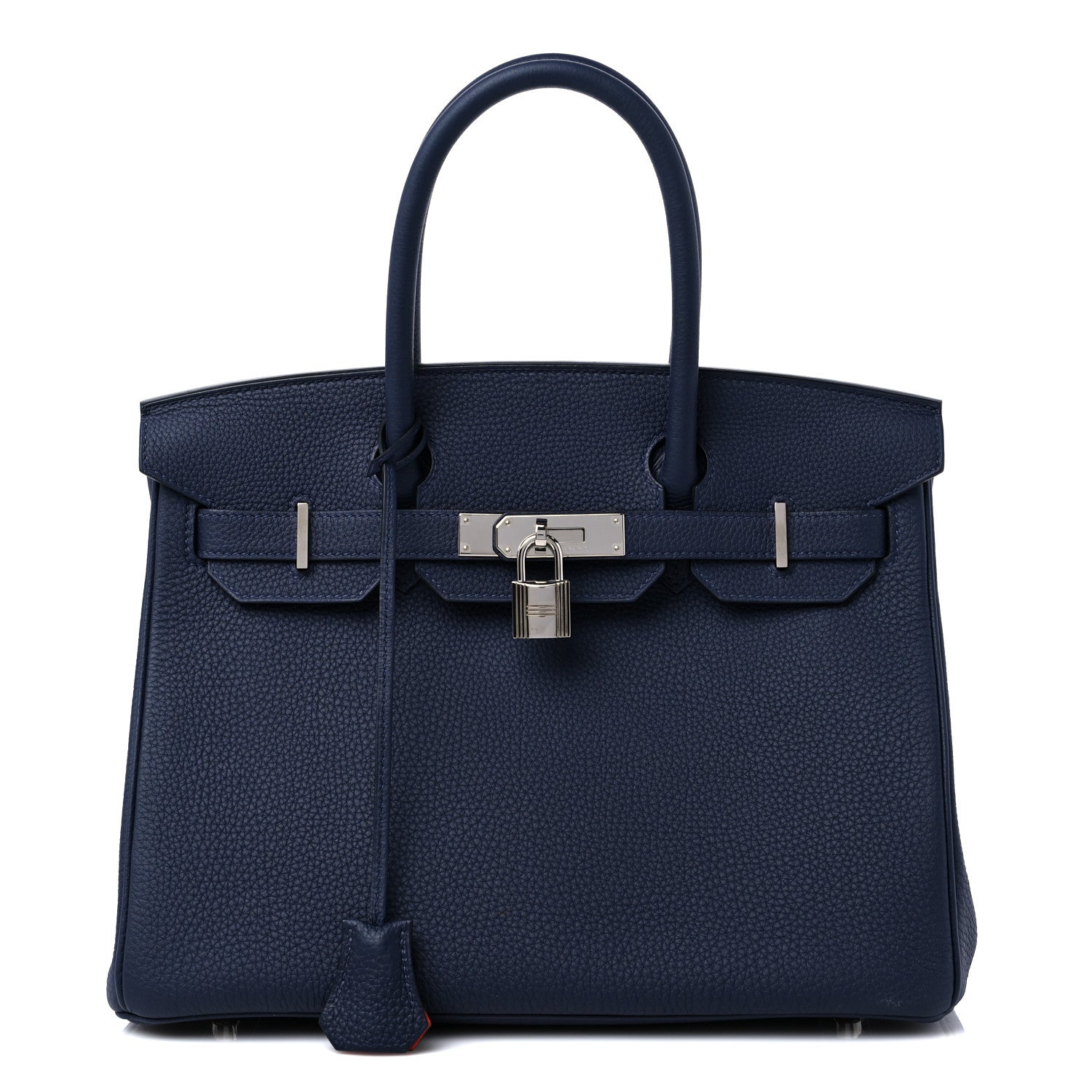 Hermes Togo Birkin Verso 30 Bleu Nuit Orange Poppy 1 of 12