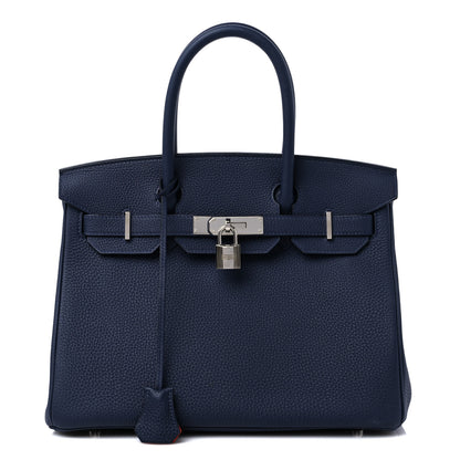 Hermes Togo Birkin Verso 30 Bleu Nuit Orange Poppy 1 of 12