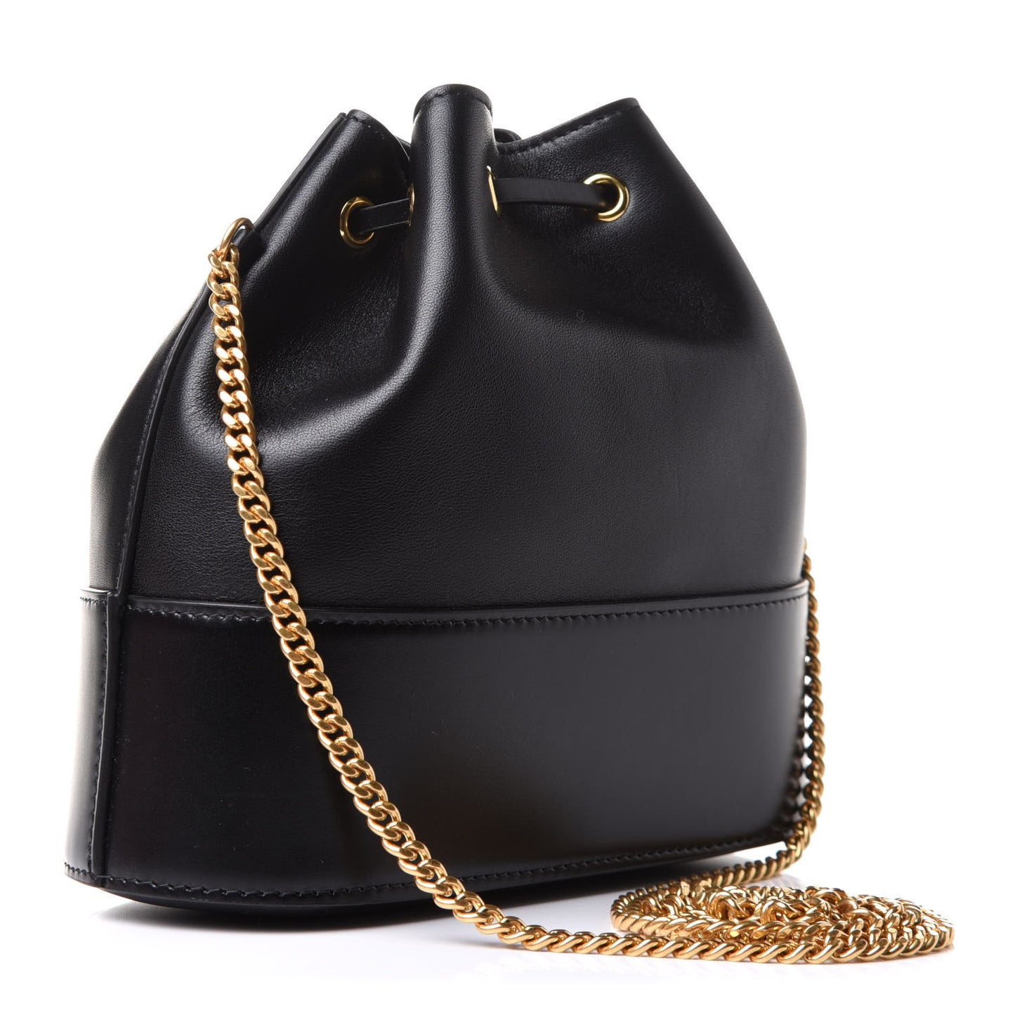Nappa Mini VLogo Signature Chain Bucket Bag Black