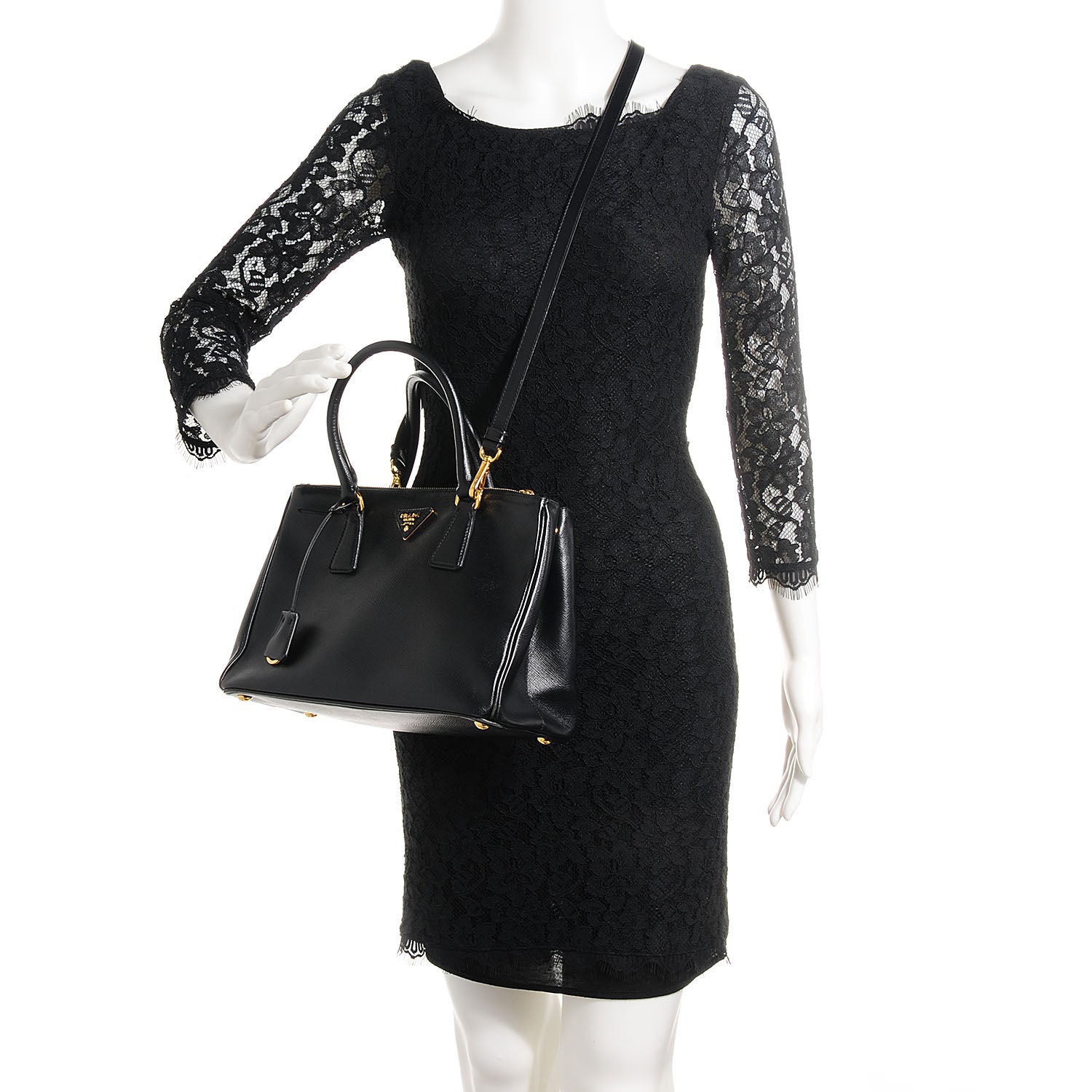 Prada Saffiano Lux Small Double Zip Tote Nero Black 2 of 11