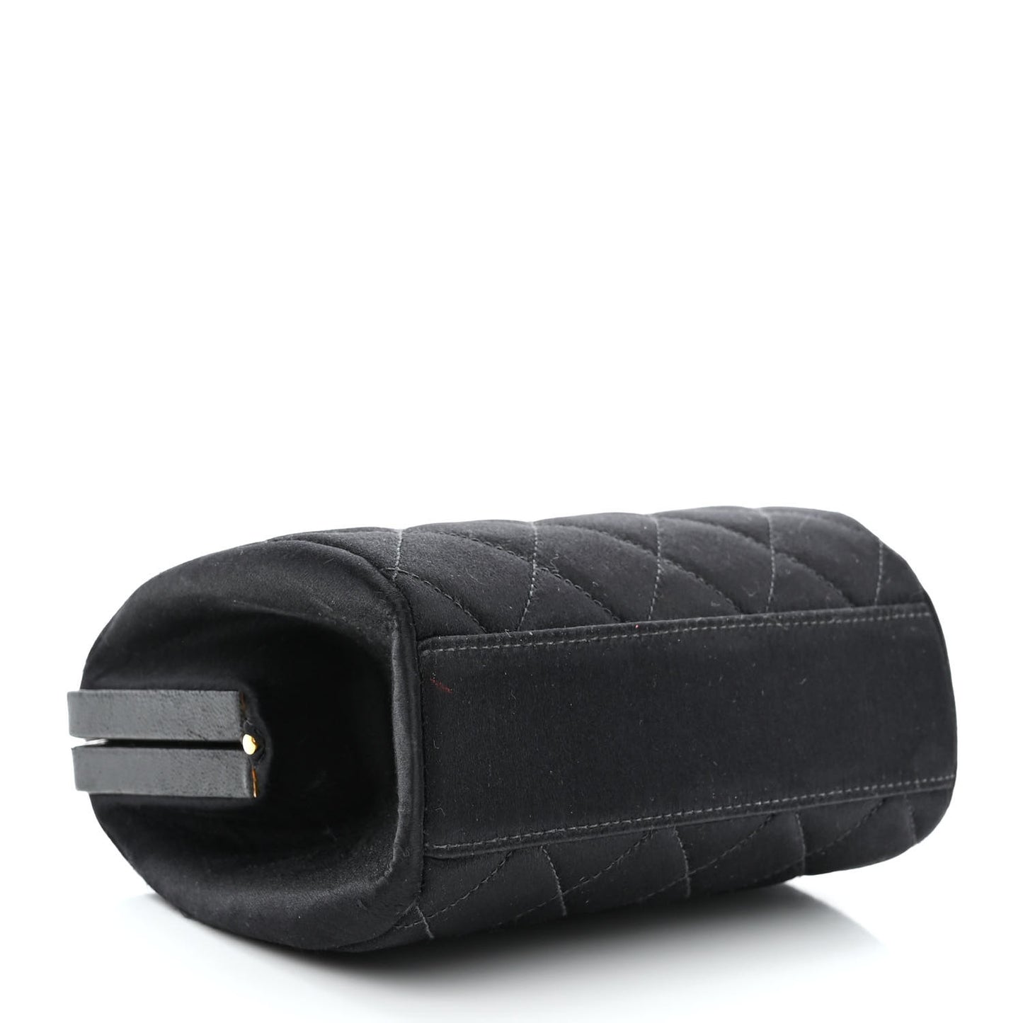 Satin Quilted CC Kisslock Clutch Black