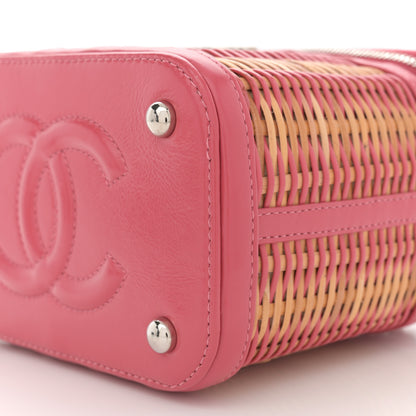 Chanel Calfskin Raffia Small Take Away Vanity Case Bag Pink Beige 10 of 10