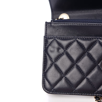 Chanel Lambskin Quilted Trendy CC Wallet On Chain WOC Navy 15 of 17