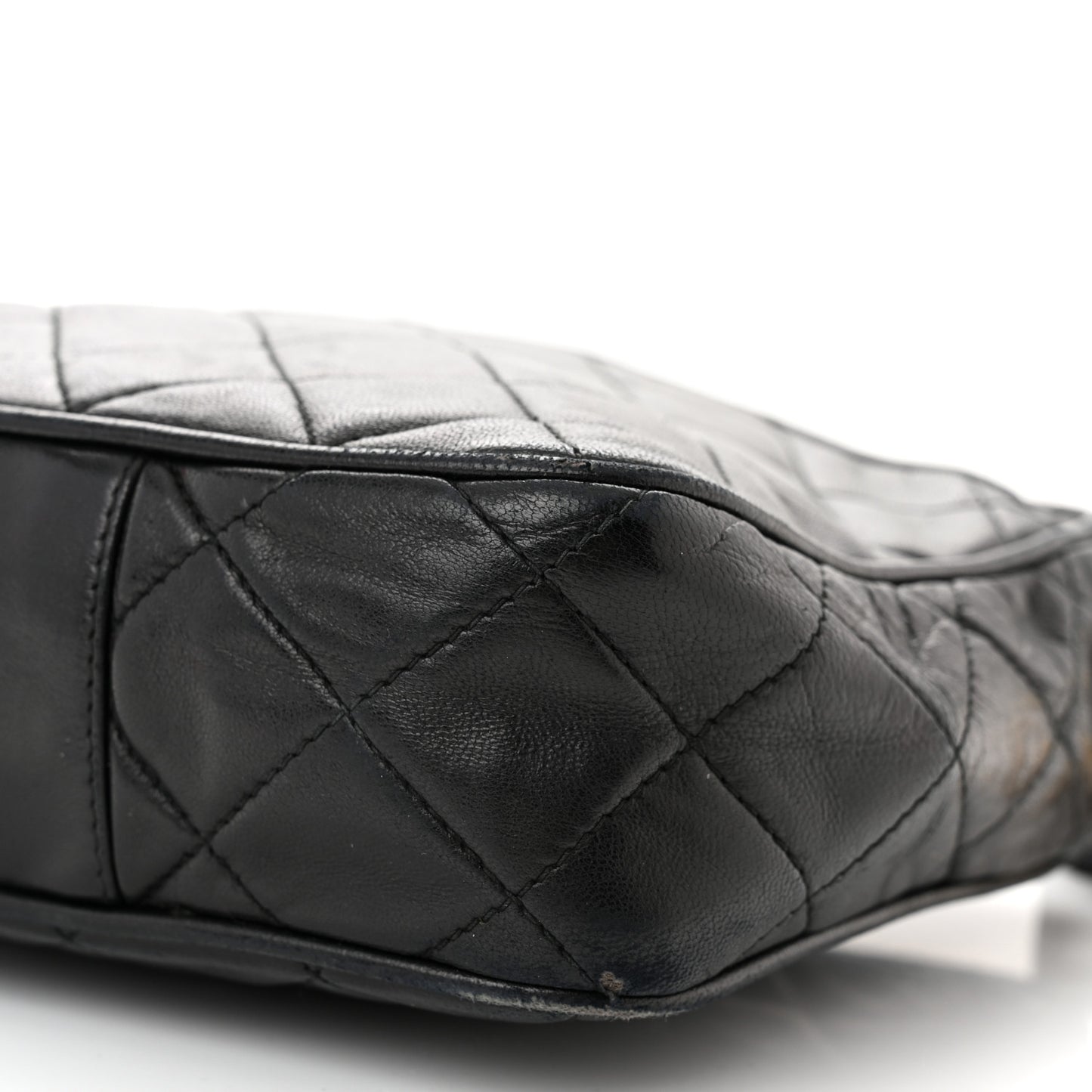 Lambskin Quilted Tassel Camera Case Black