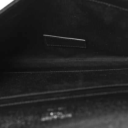 Saint Laurent Grain De Poudre Matelasse Chevron Monogram Envelope Clutch Black 5 of 7