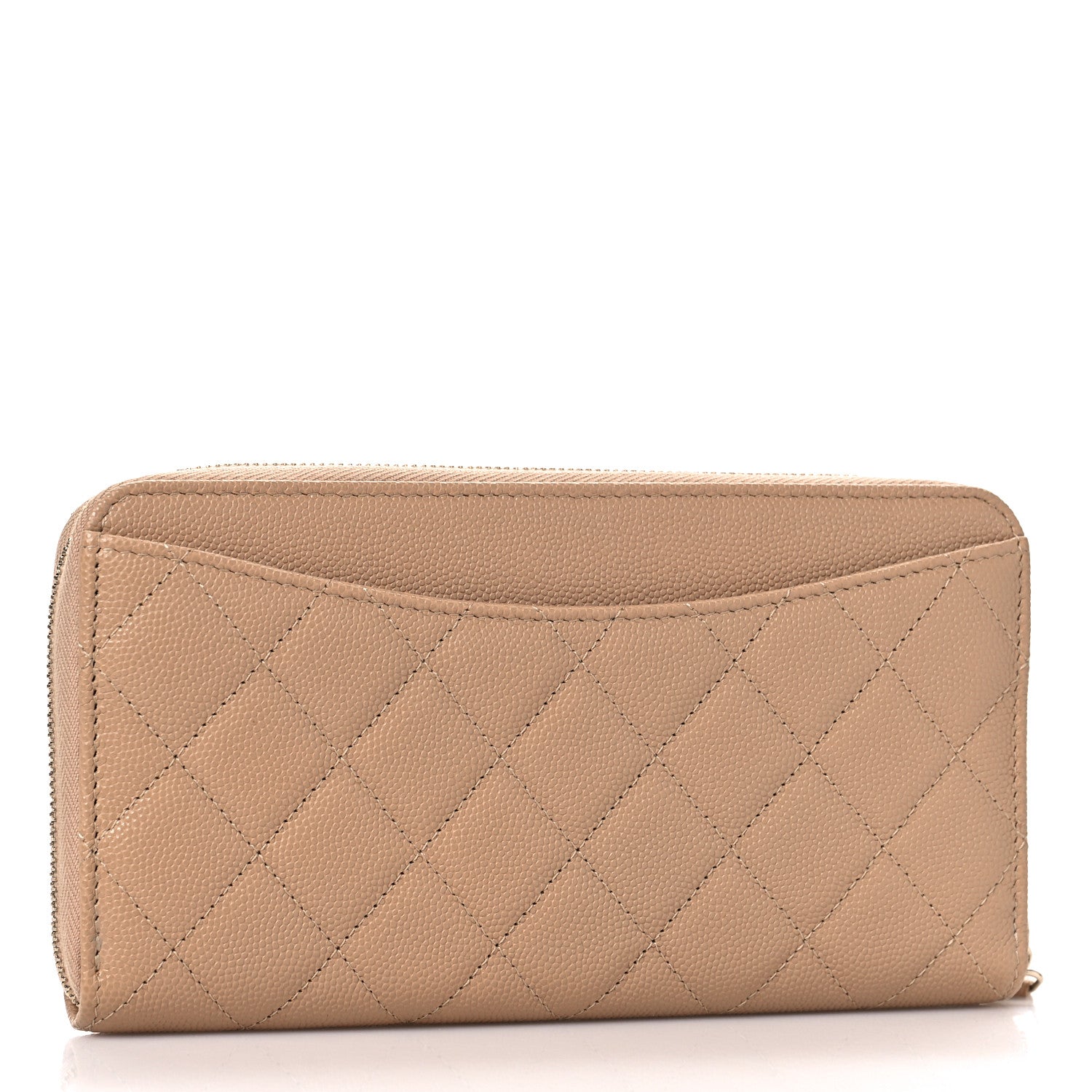 Chanel Caviar Quilted Long Zip Around Wallet Beige 3 of 10