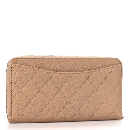 Chanel Caviar Quilted Long Zip Around Wallet Beige 3 of 10
