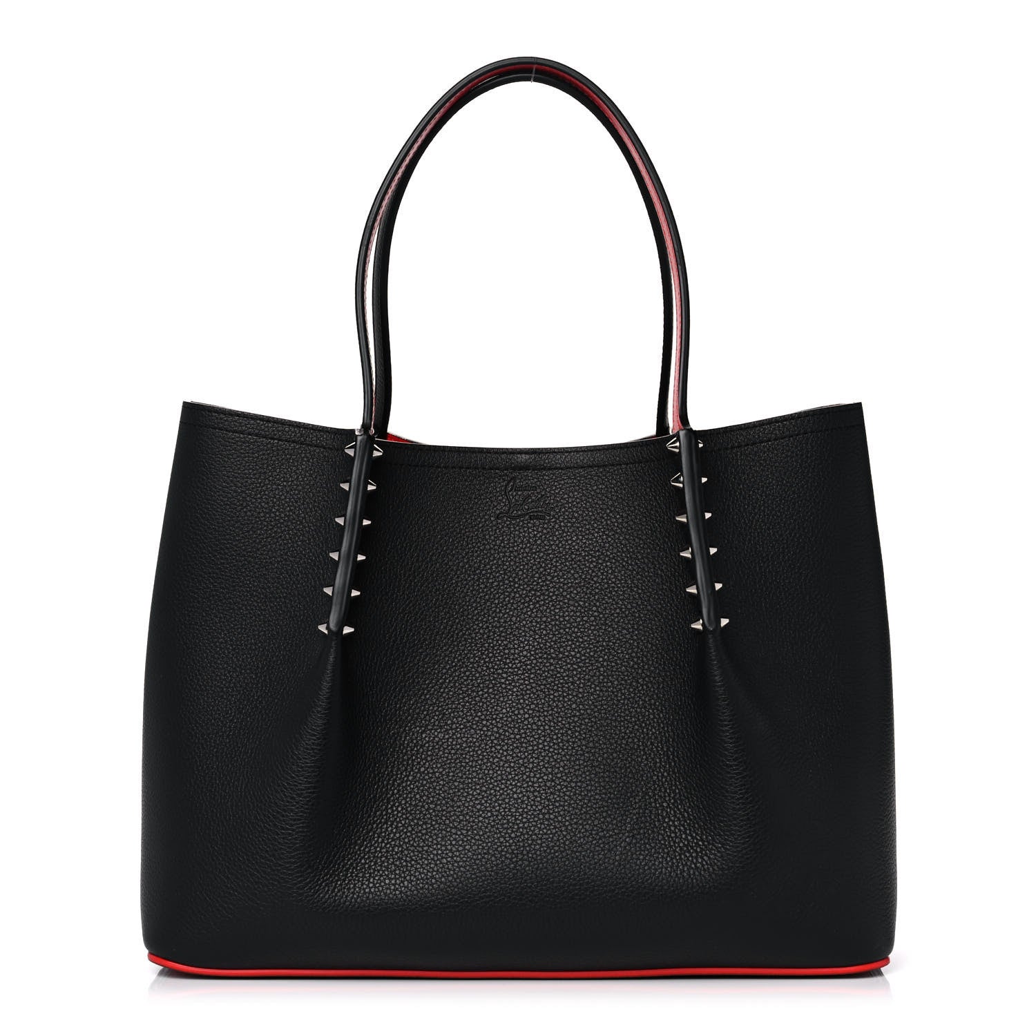 Christian Louboutin Calfskin Spiked Small Cabarock Shopper Tote Black 1 of 14
