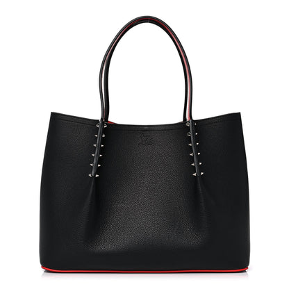 Christian Louboutin Calfskin Spiked Small Cabarock Shopper Tote Black 1 of 14