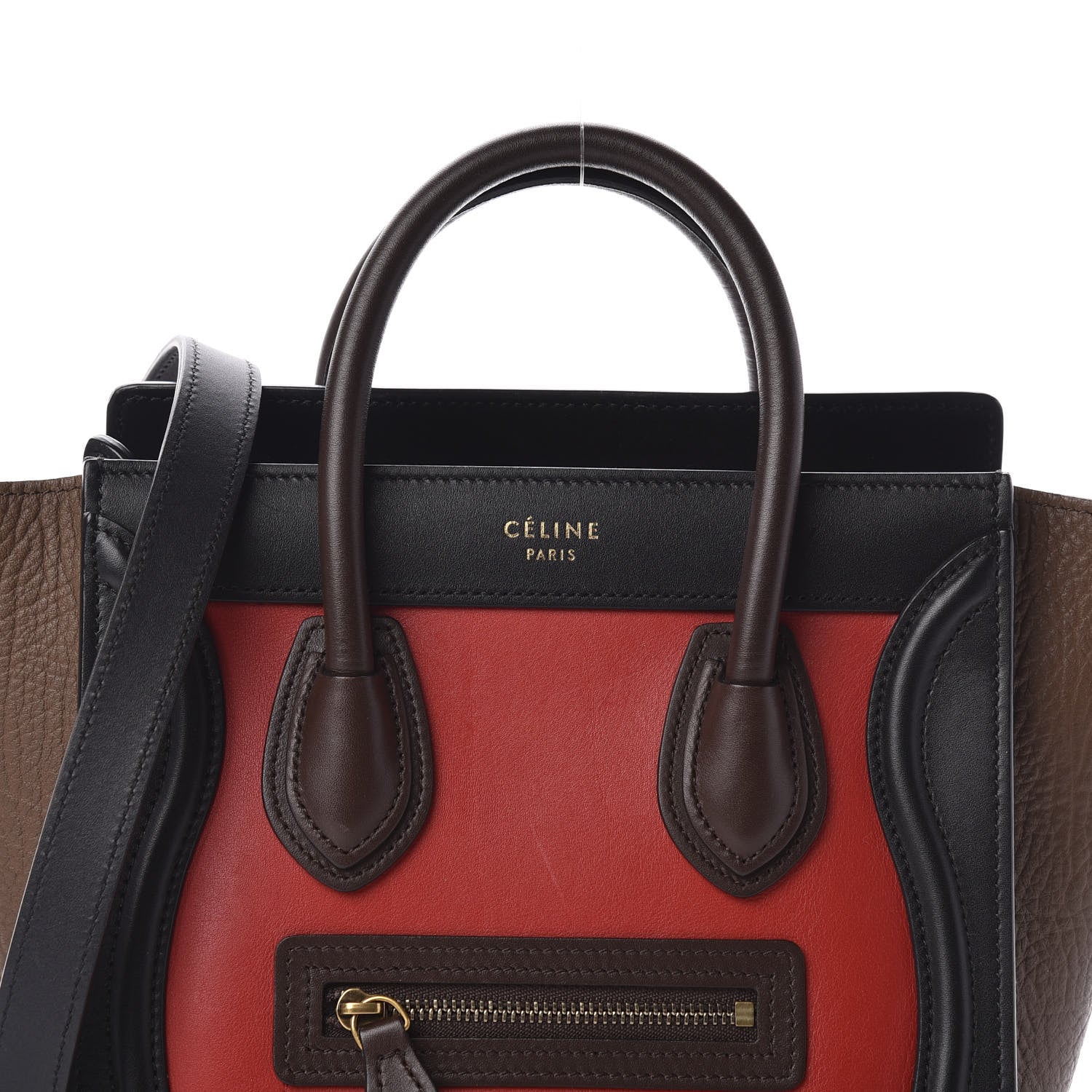 Celine Calfskin Bullhide Nano Tri-Color Luggage Bright Red 9 of 9