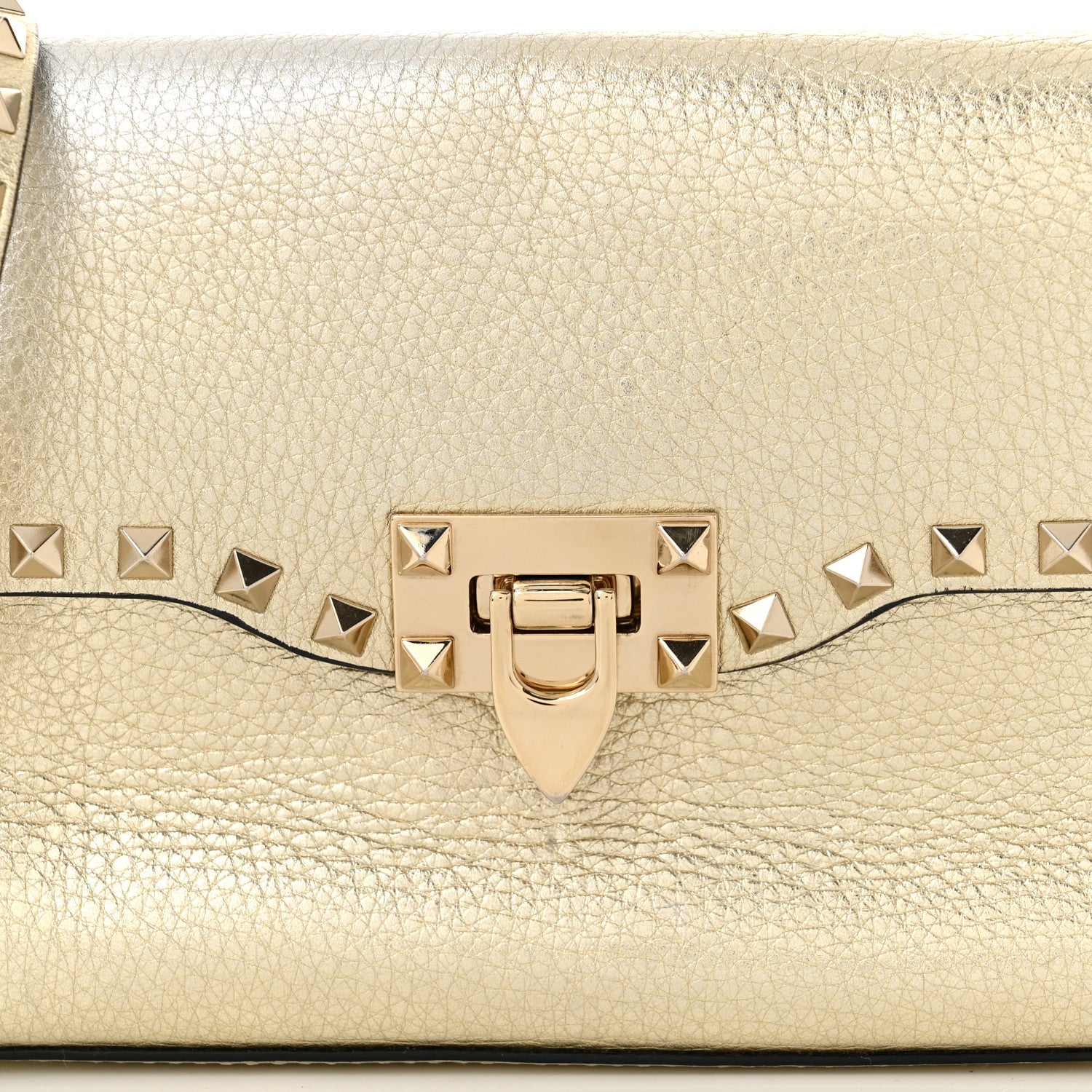 Valentino Garavani Metallic Pebbled Calfskin Medium Rockstud Flip Lock Crossbody Bag Platino 7 of 9
