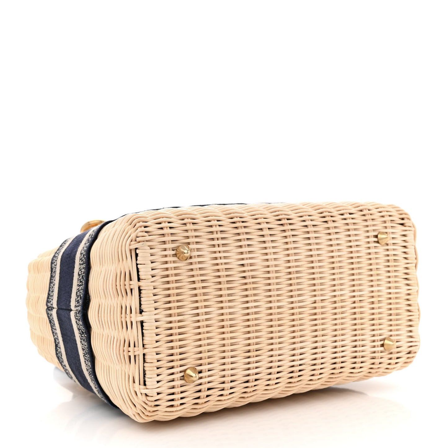 Wicker Oblique Medium Lady Dior Bag Blue