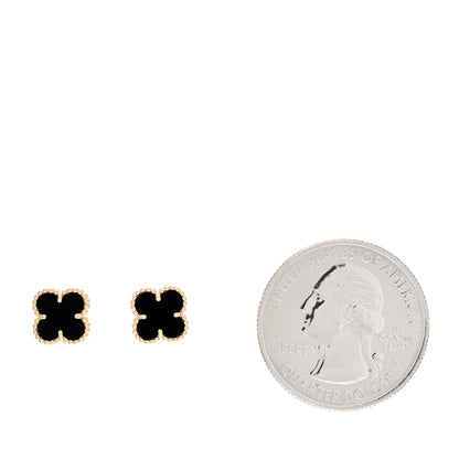 Van Cleef & Arpels 18K Yellow Gold Black Onyx Sweet Alhambra Earrings 2 of 6
