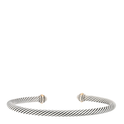 David Yurman Sterling Silver 18K Yellow Gold 4mm Cable Classics Bracelet 2 of 3