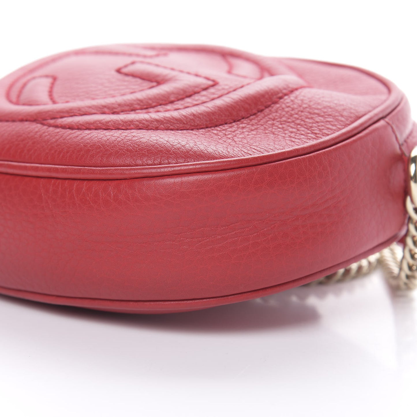 Pebbled Calfskin Mini Soho Chain Bag Tabasco Red