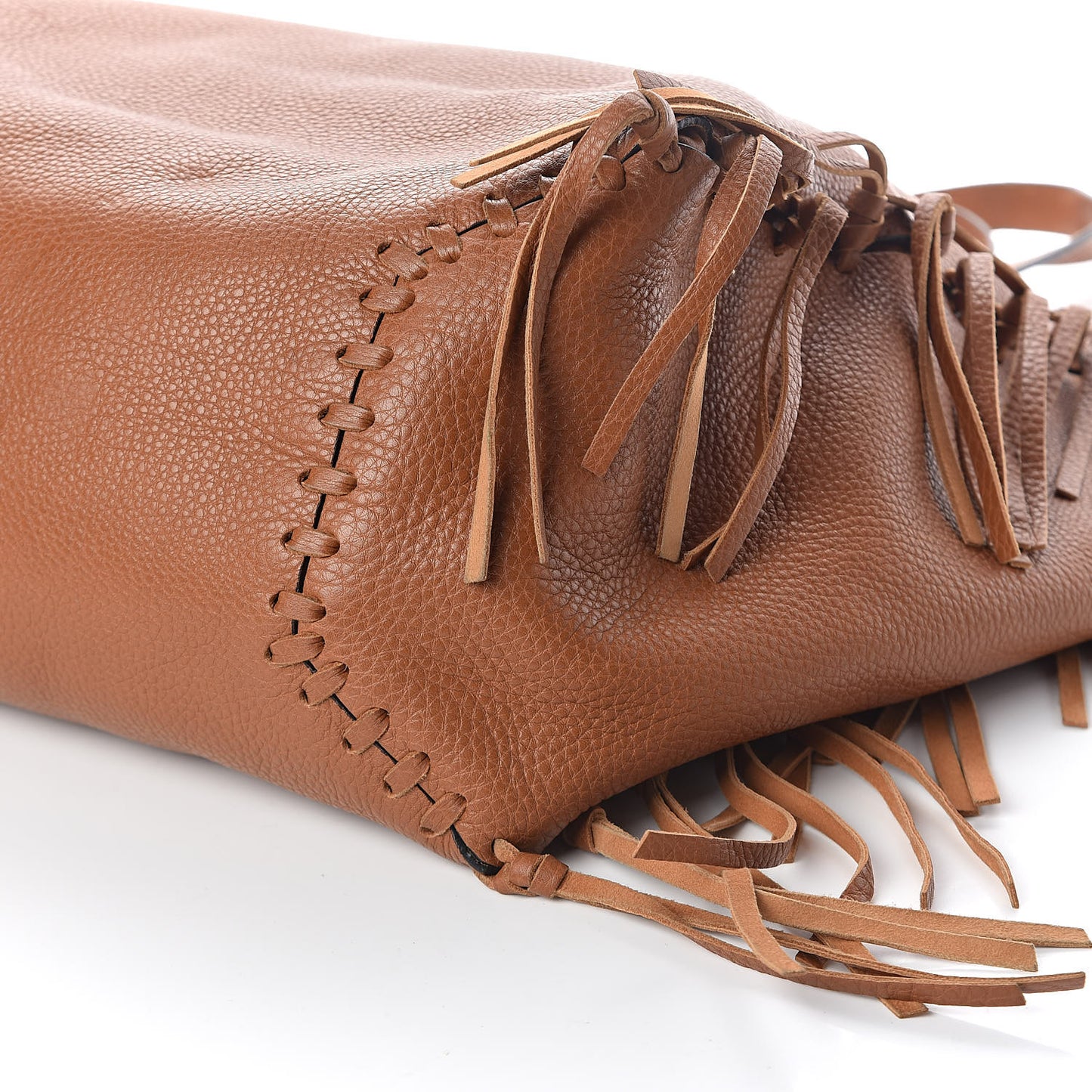 Grained Calfskin C-Rockee Fringe Tote Light Cuir