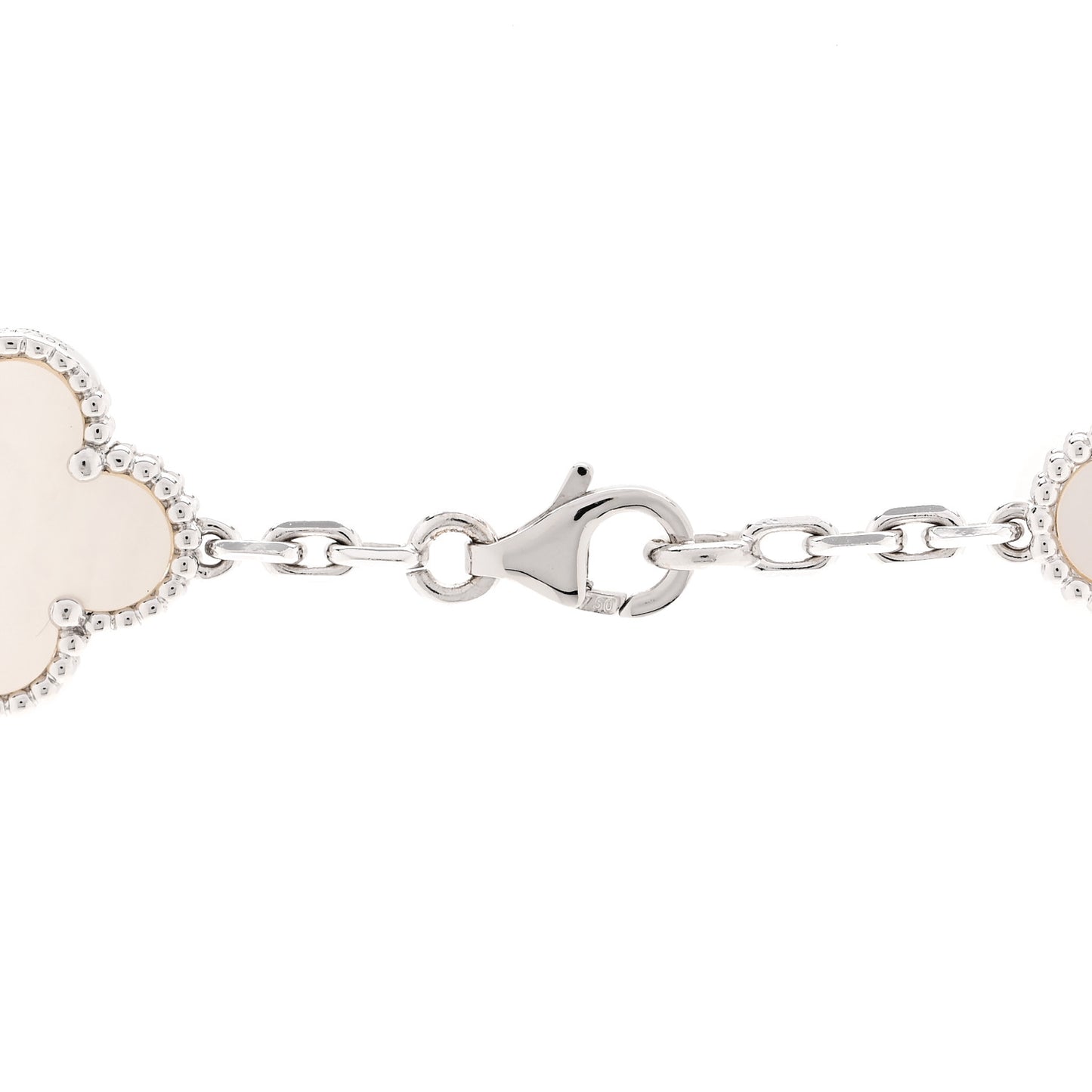 18K White Gold Mother of Pearl 10 Motifs Vintage Alhambra Necklace