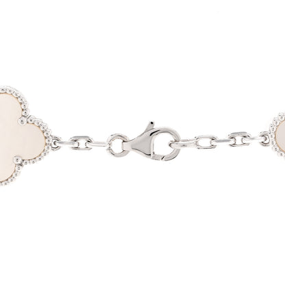 Van Cleef & Arpels 18K White Gold Mother of Pearl 10 Motifs Vintage Alhambra Necklace 4 of 5