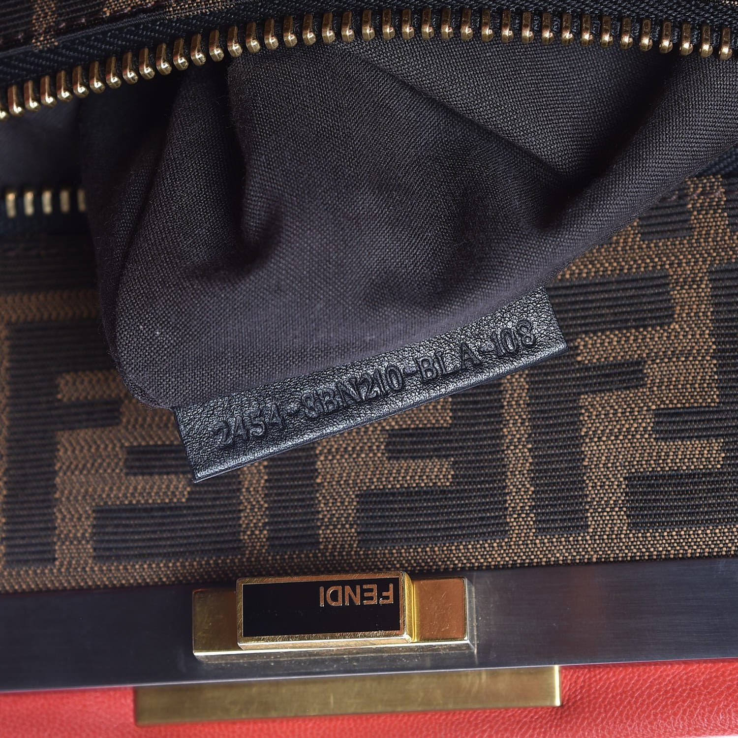 Fendi Goatskin Zucca Large Peekaboo Iconic Satchel Red 10 of 12