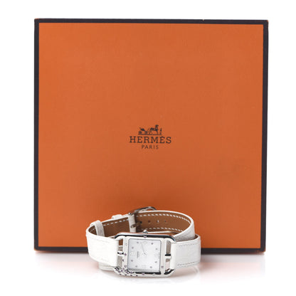 Hermes Stainless Steel Alligator Diamond Pink Sapphire 23mm Cape Cod Double Tour Quartz Watch Blanc 7 of 7