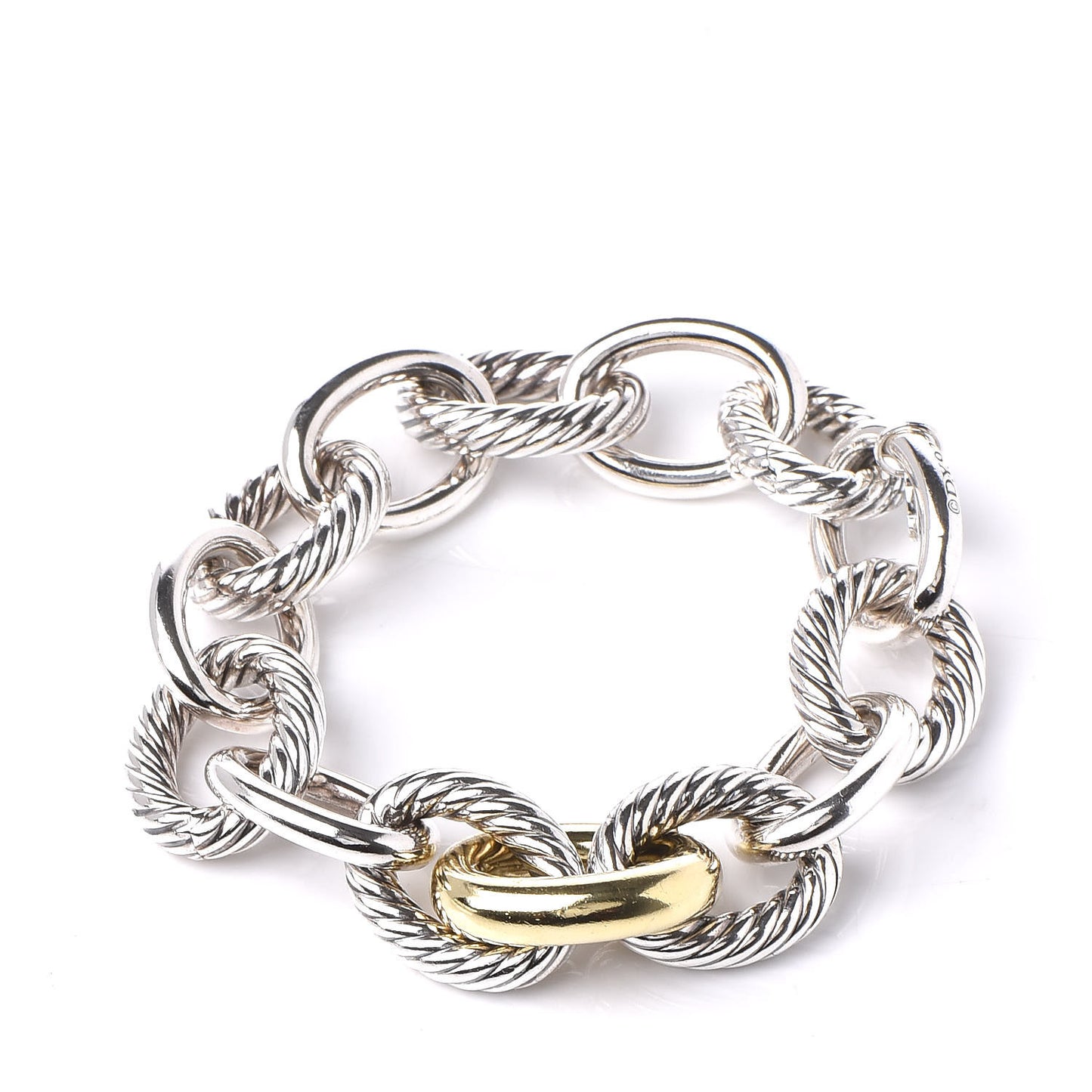 Sterling Silver 18K Yellow Gold 19mm Extra Large Oval Link Bracelet