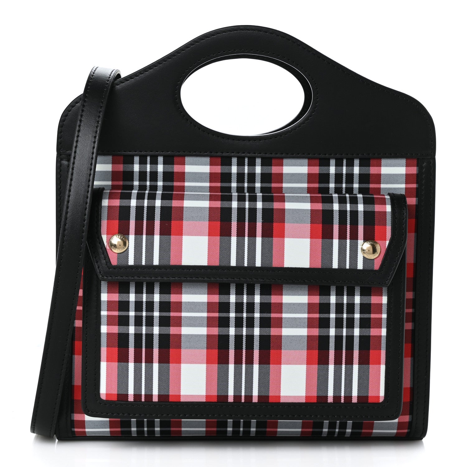 Burberry Calfskin Nylon Tartan Mini Pocket Bag Bright Red 1 of 7