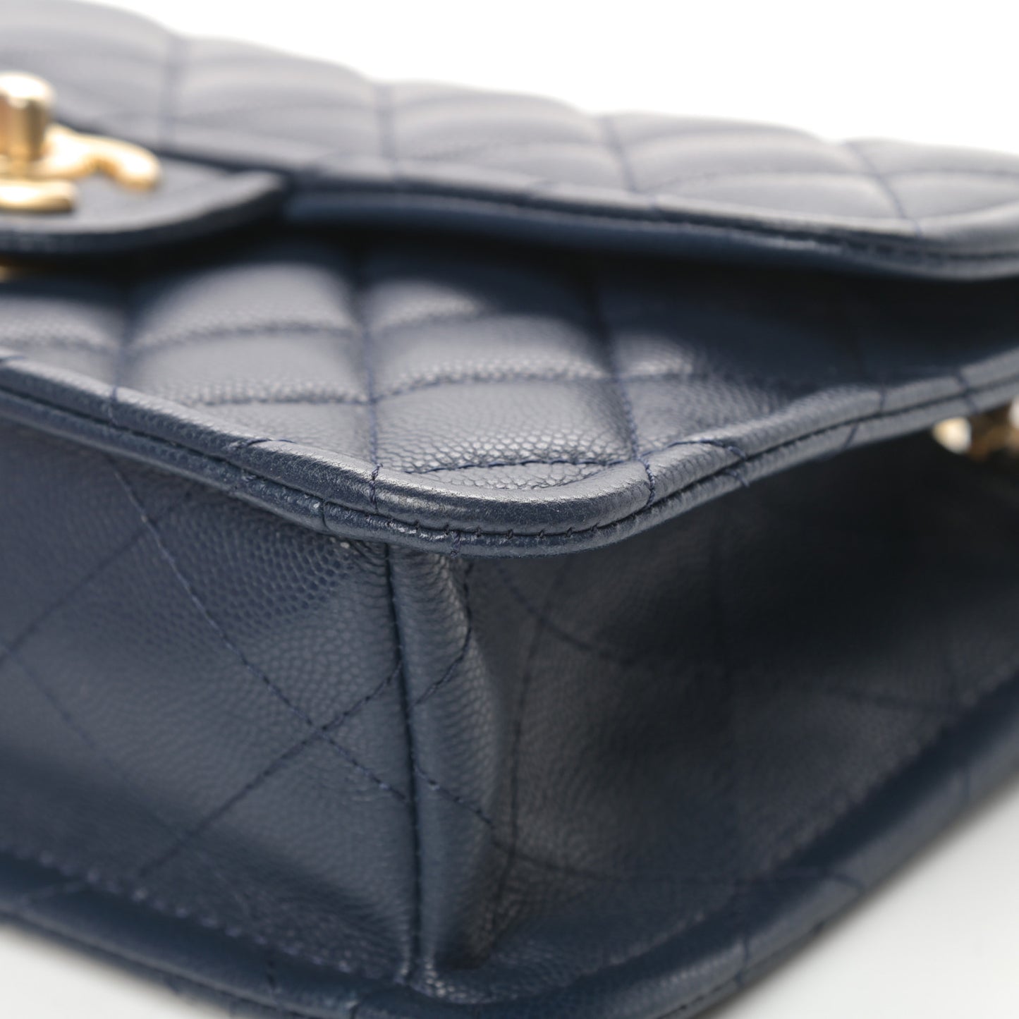 Caviar Quilted Medium Sweet Classic Flap Navy Blue