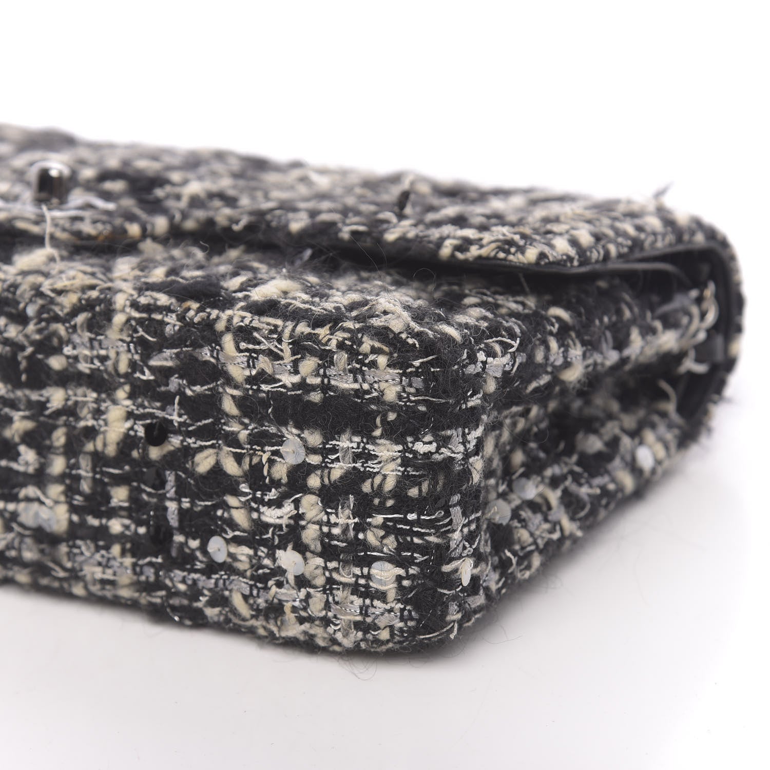 Chanel Tweed Sequin Quilted Medium Double Flap Black 9 of 13