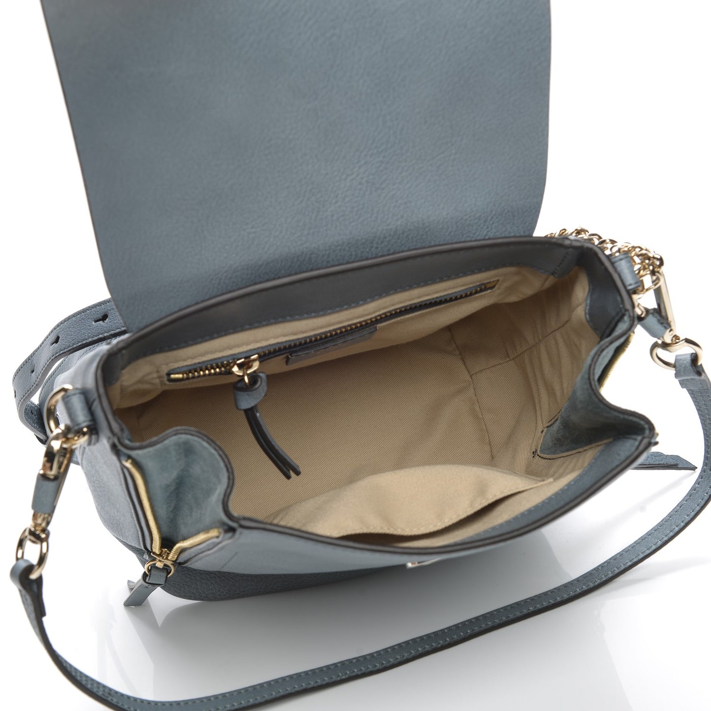 Suede Calfskin Small Faye Backpack Cloudy Blue