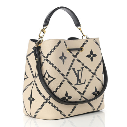 Louis Vuitton Empreinte Monogram Giant Broderies Neonoe MM Cream Black 4 of 12