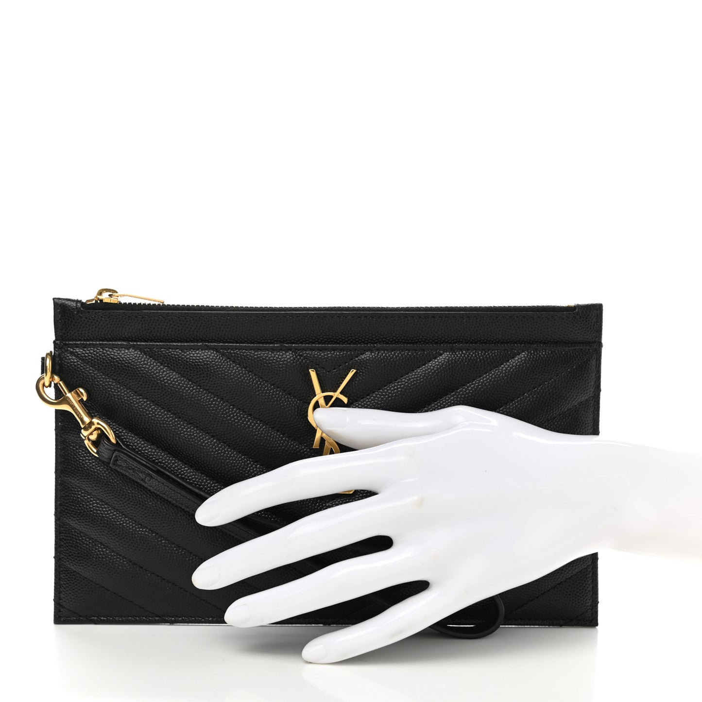 Grain De Poudre Chevron Monogram Large Bill Pouch Black