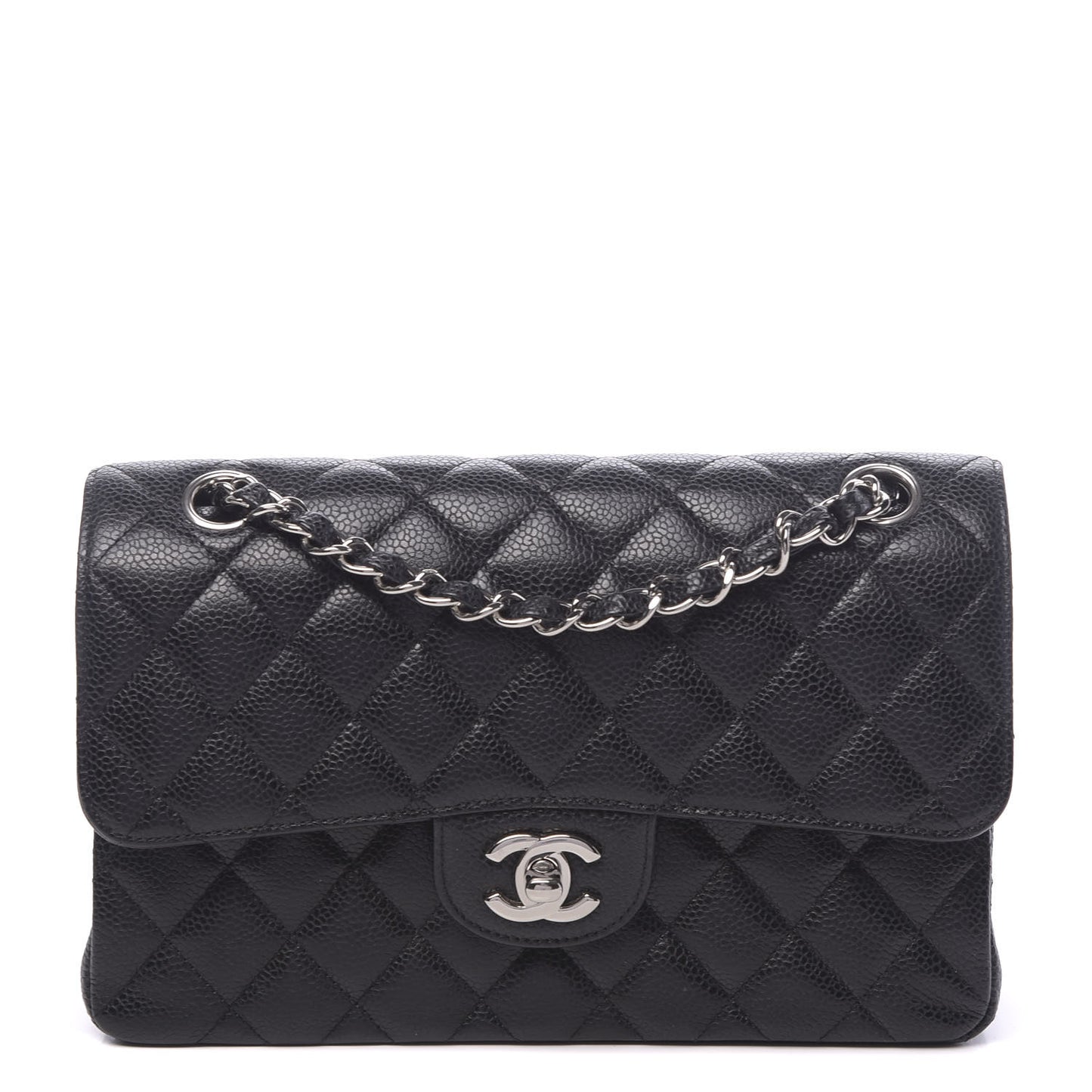 Caviar Quilted Small Double Flap Black