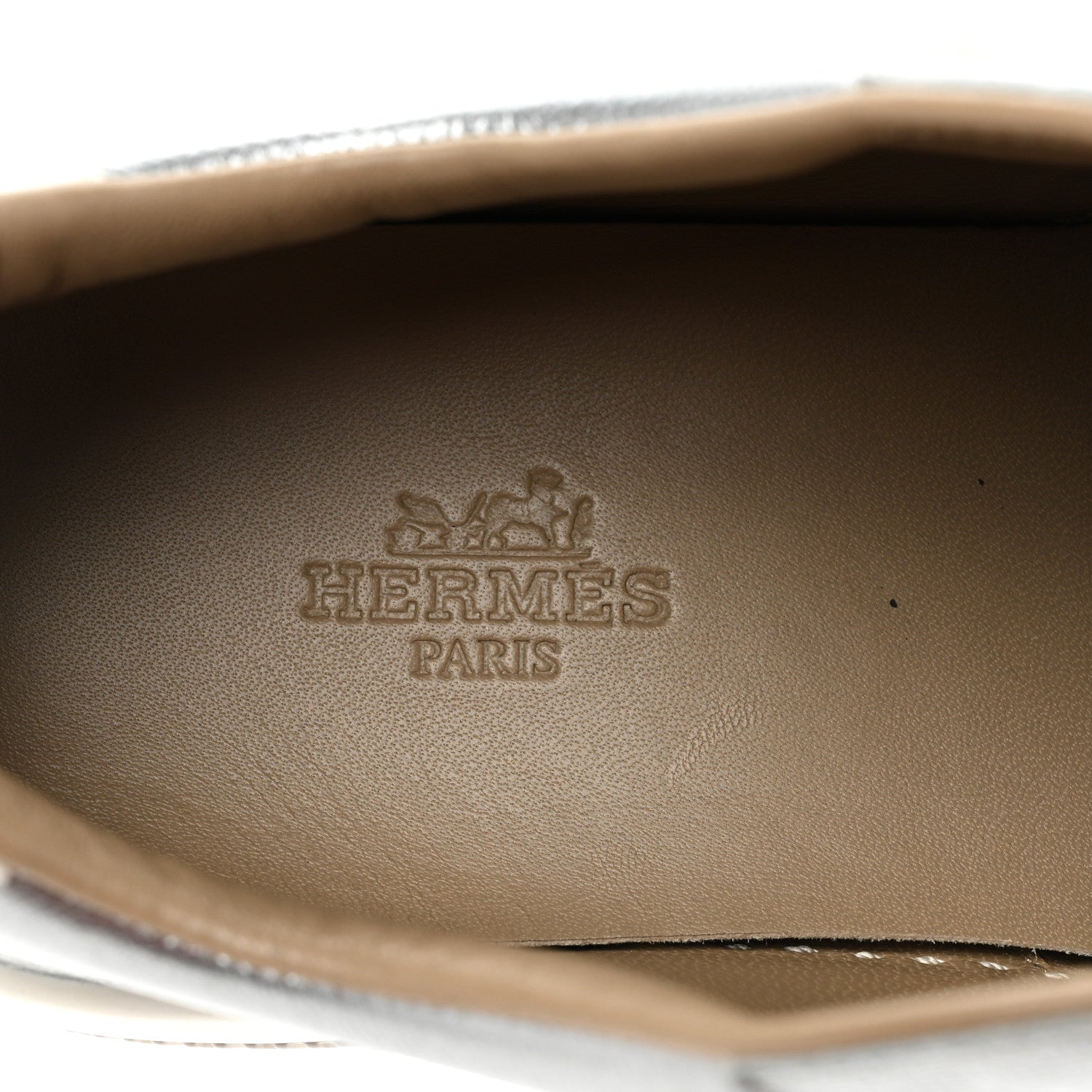 Hermes Metallic Epsom Womens Voltage Sneakers 37.5 Gris Argente Vieilli White 9 of 12