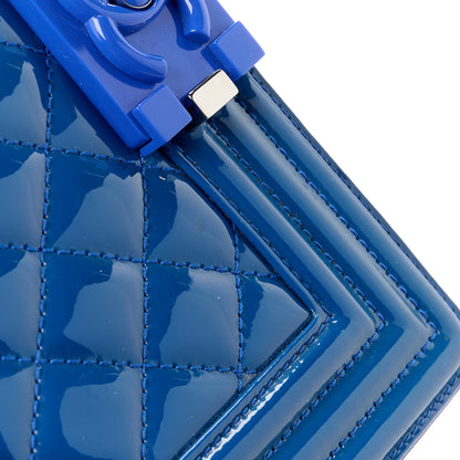 Chanel Patent Calfskin Quilted Small Plexiglass Boy Flap Blue 20 of 20