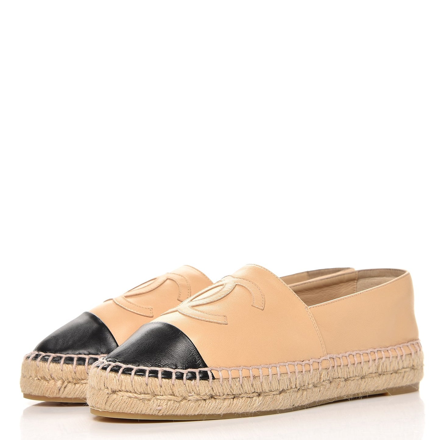 Lambskin CC Espadrilles 38 Beige Black