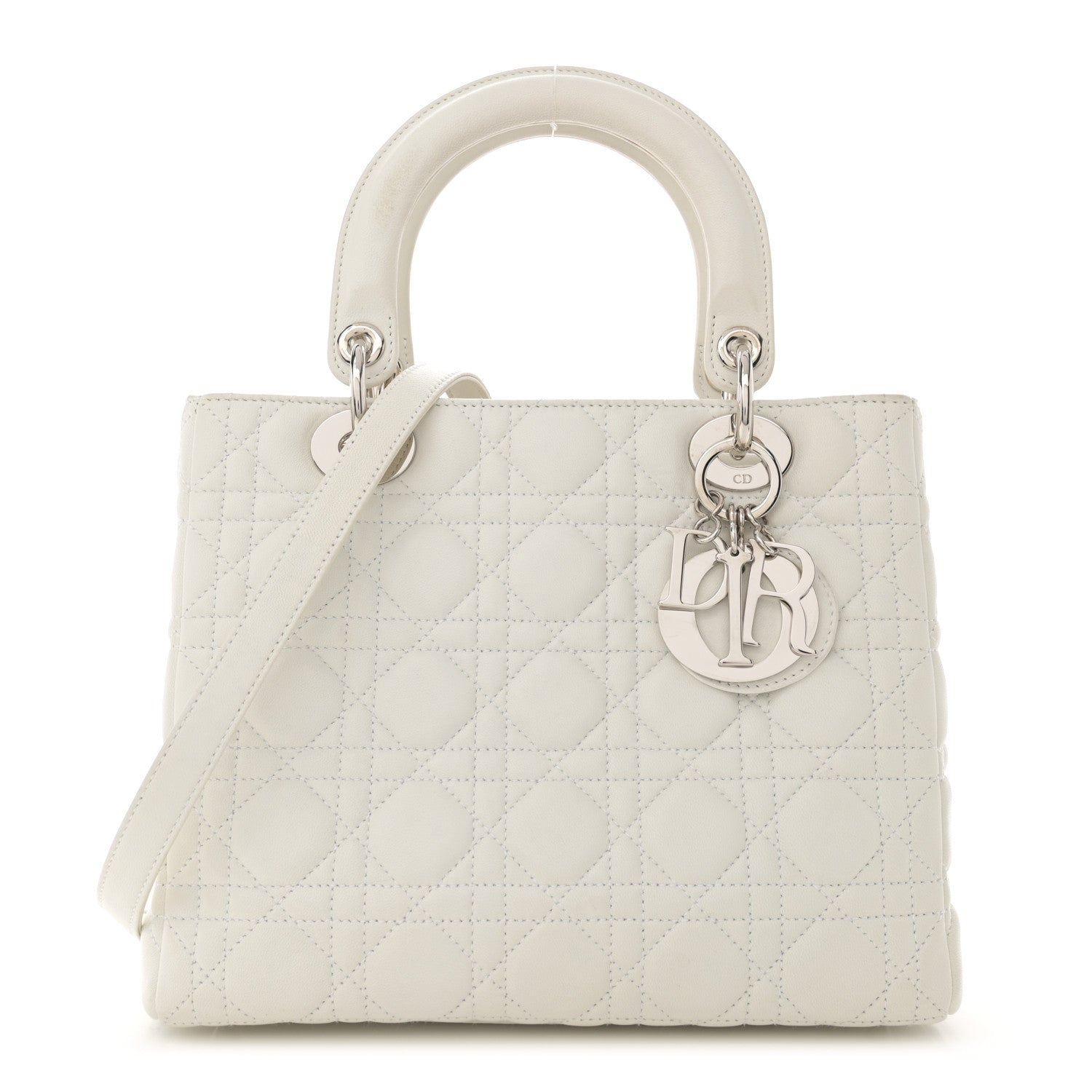 Christian Dior Lambskin Cannage Medium Lady Dior White 1 of 12