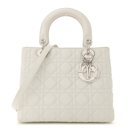 Christian Dior Lambskin Cannage Medium Lady Dior White 1 of 12