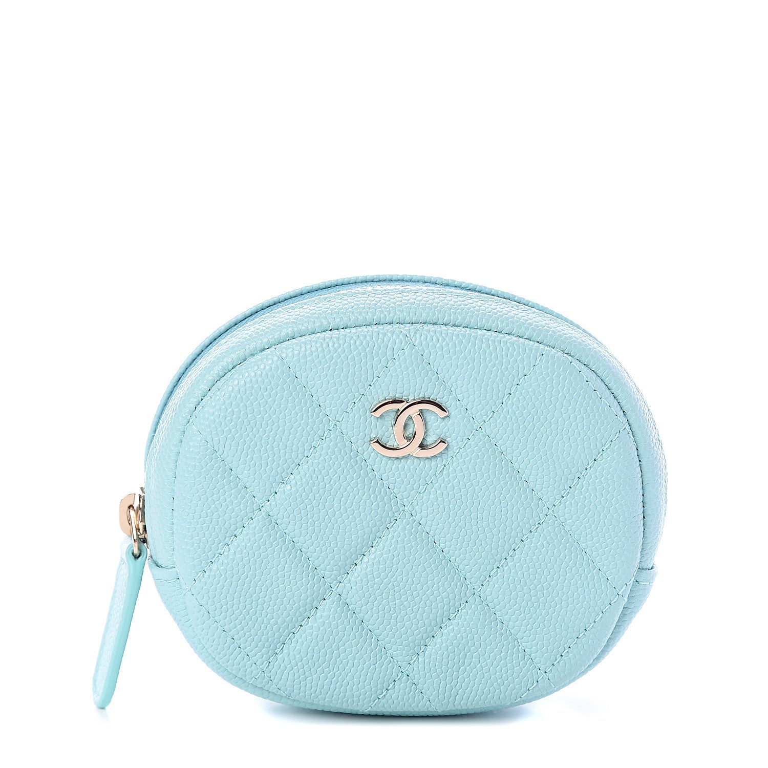 Chanel Caviar Quilted Zip Around Classic Coin Purse Light Blue 1 of 6