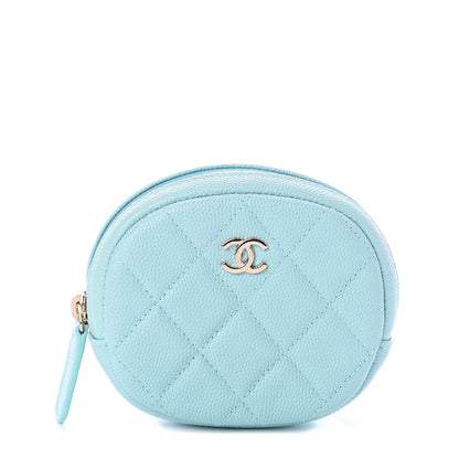 Chanel Caviar Quilted Zip Around Classic Coin Purse Light Blue 1 of 6
