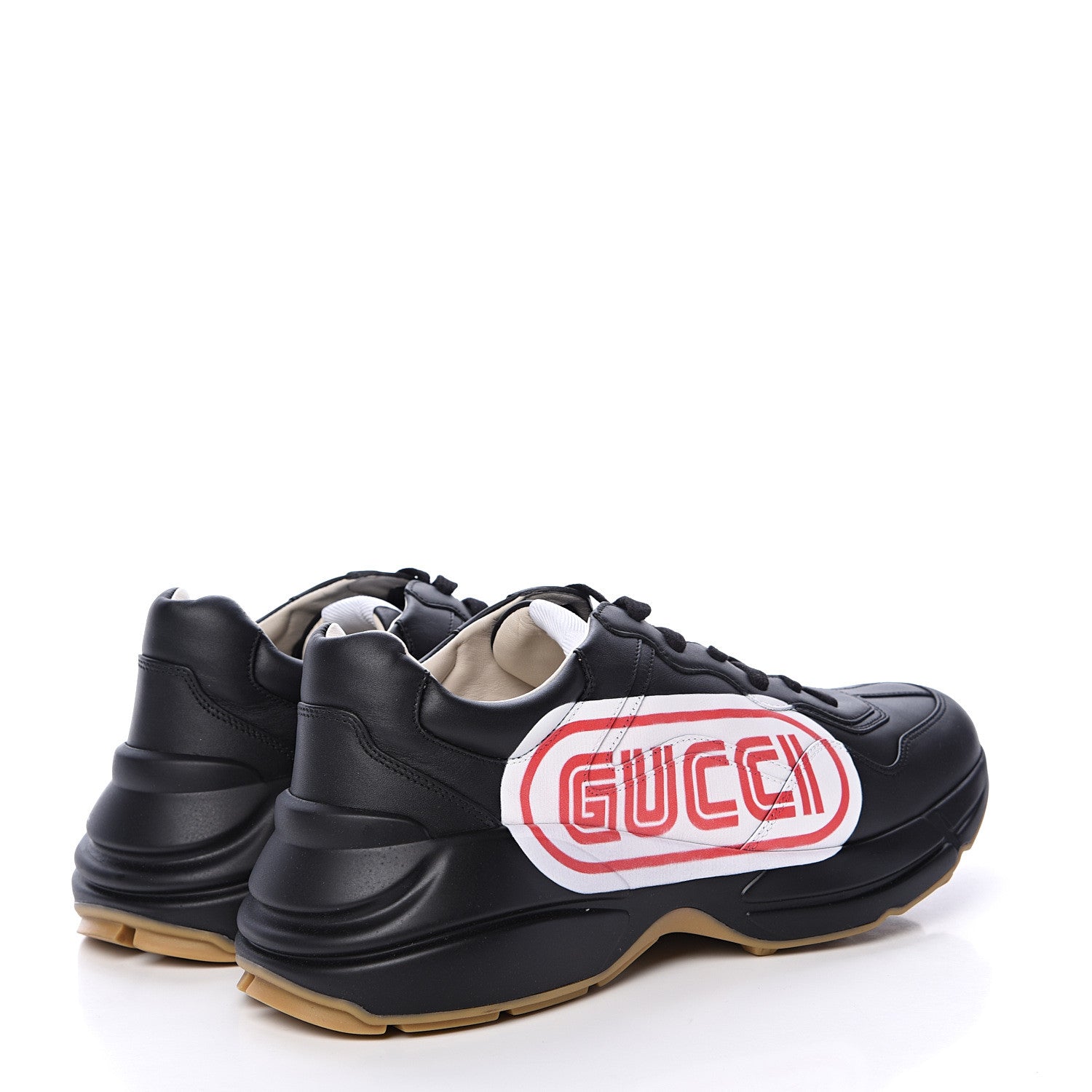 Gucci X SEGA Calfskin Logo Mens Rhyton Sneakers 9 Black 4 of 8