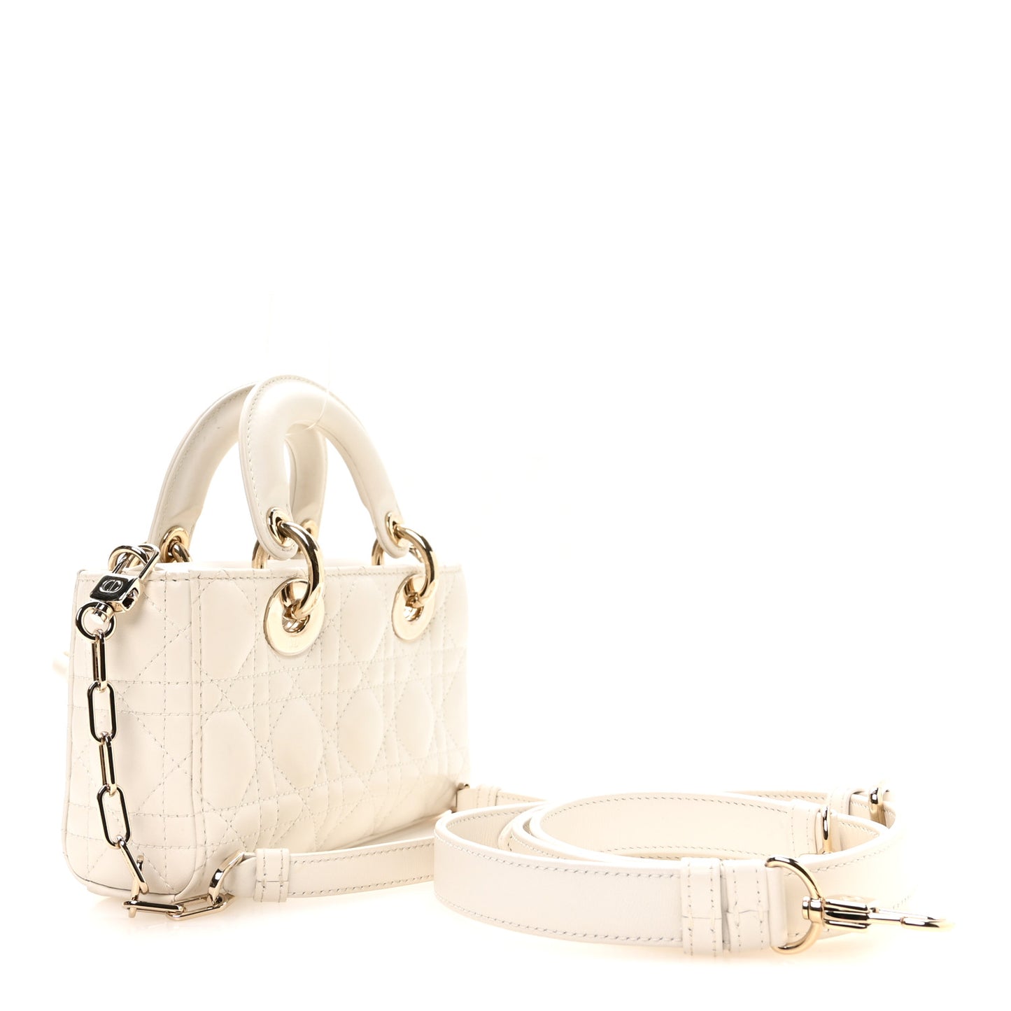 Lambskin Cannage Mini Lady D-Joy Latte