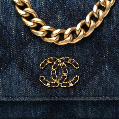 Chanel Denim Quilted Chanel 19 Wallet On Chain WOC Blue 8 of 12