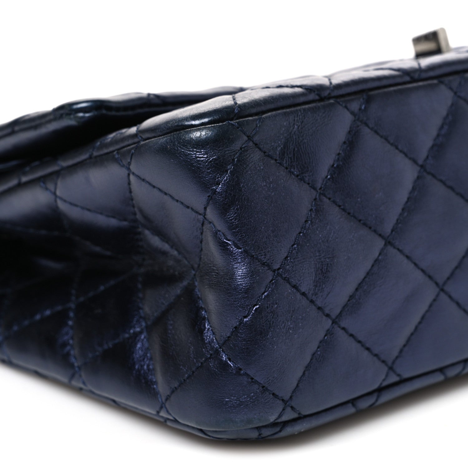 Chanel Metallic Aged Calfskin Quilted 2.55 Reissue 226 Flap Dark Navy Blue 9 of 10