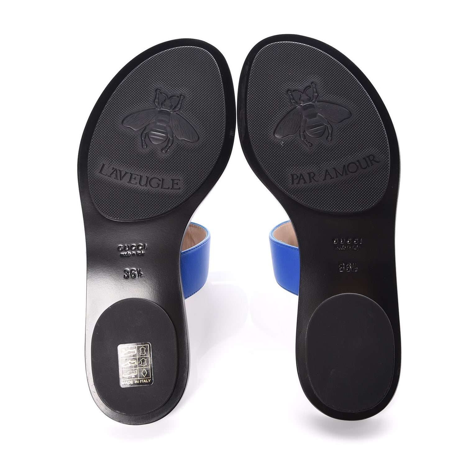 Calfskin Double G Thong Sandals 36.5 Shiny Electric Blue
