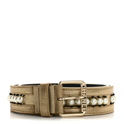 Chanel Metallic Lambskin Pearl CC Belt 80 32 Gold 1 of 7