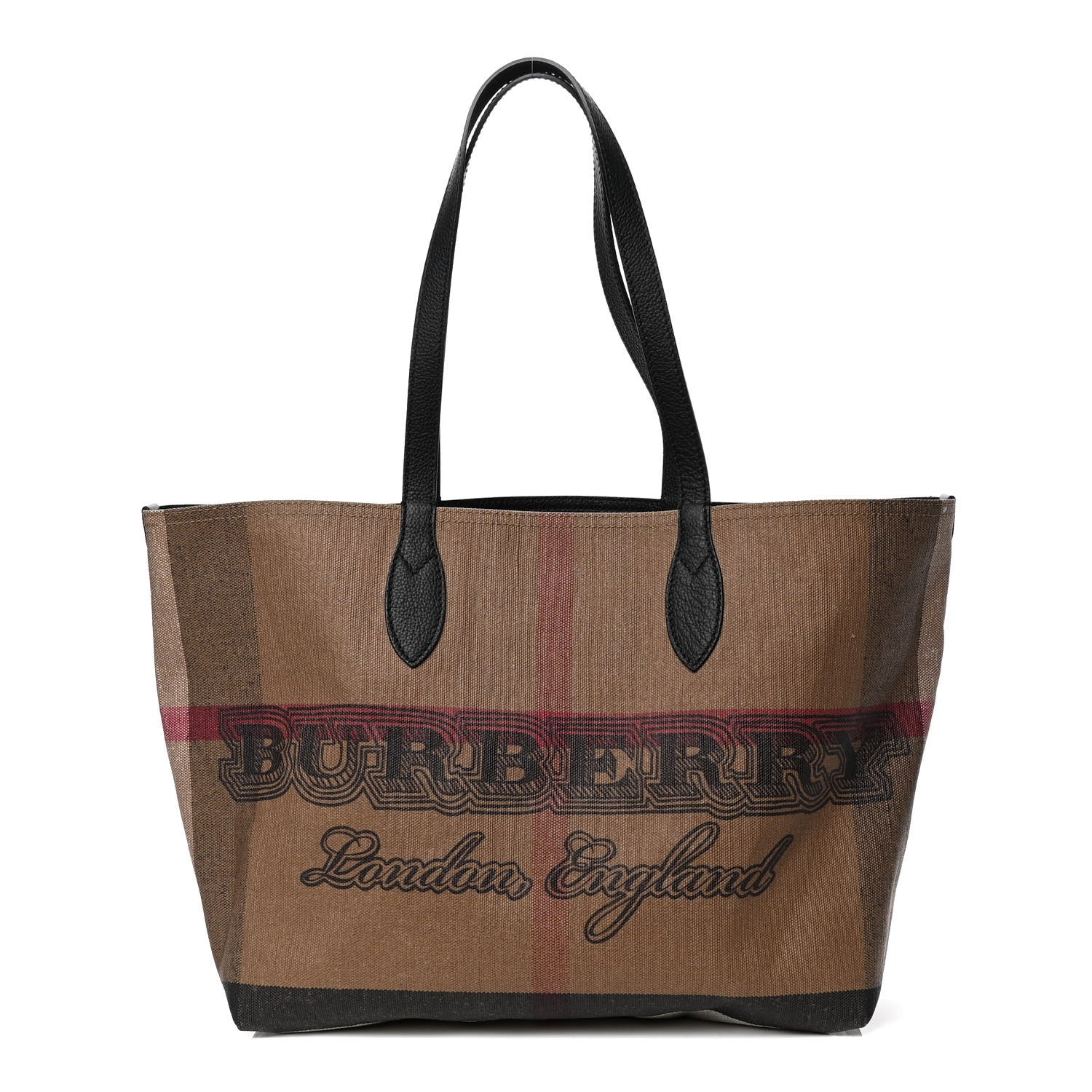 Burberry Coated Canvas Mega Check Medium Doodle Tote Black 1 of 4